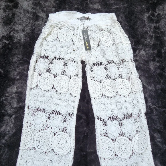 **HP** Nwt Gypsy 05 Sand Mantar Crochet Swim Cover Up Pants - Picture 6 of 14